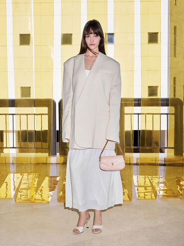 Este Chain Handle Satin Bag, Nude, hi-res