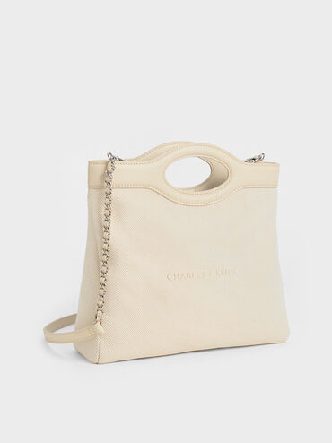 Arwen Canvas Curved-Handle Bag, Beige, hi-res