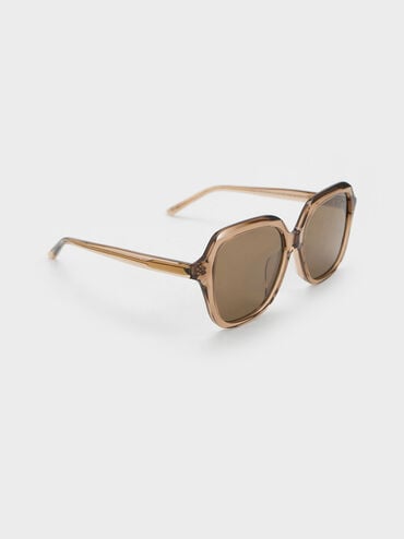 Izara Recycled Acetate Butterfly Sunglasses, Chestnut Brown, hi-res