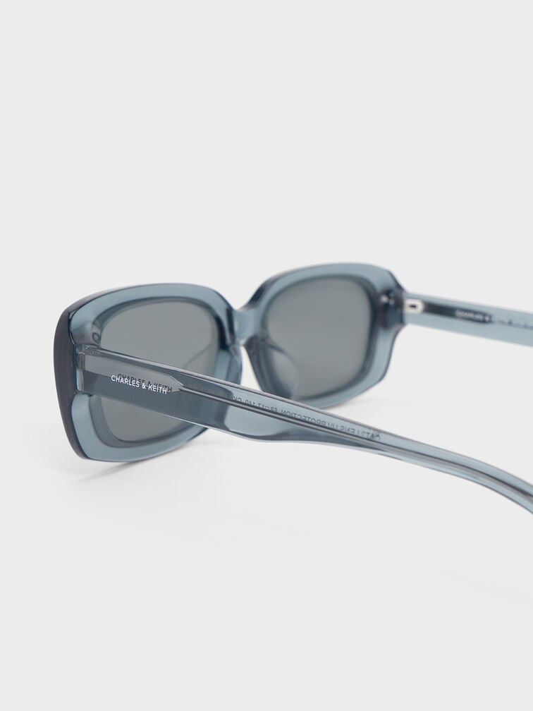 Aubrey Rectangular Recycled Acetate Sunglasses, Teal, hi-res