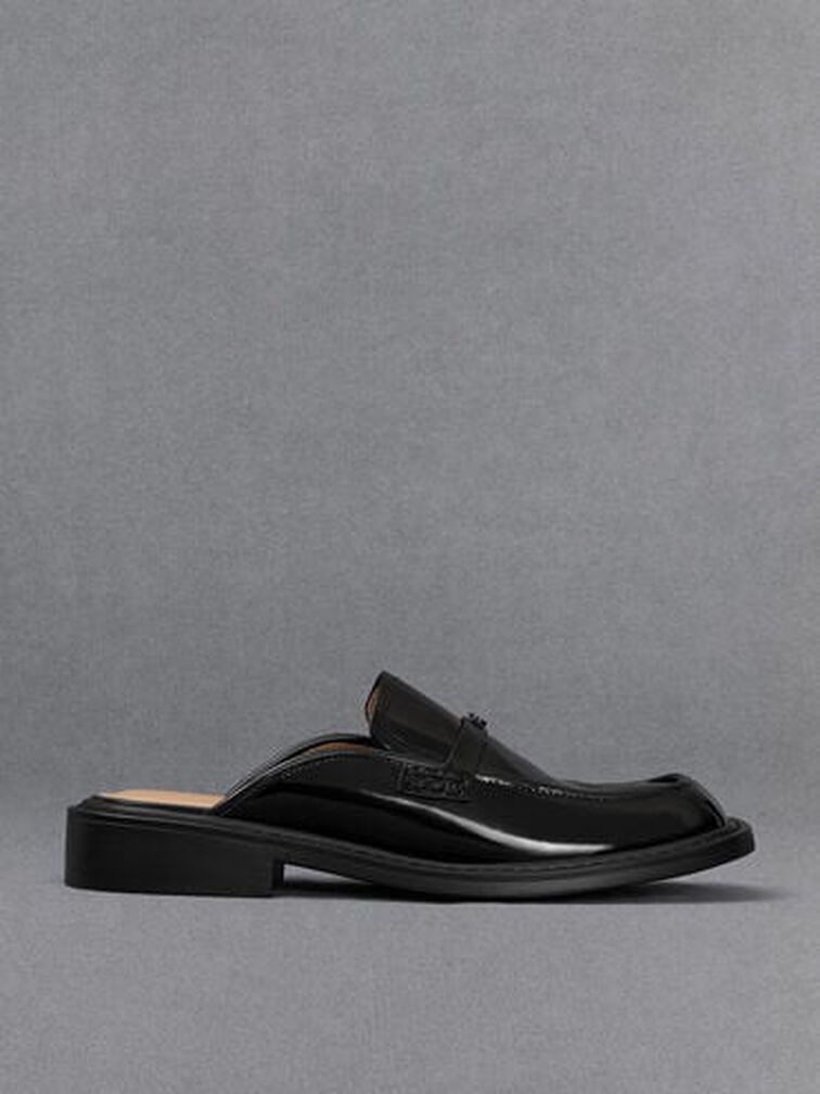 Tahlia Leather Loafer Mules, Black Box, hi-res