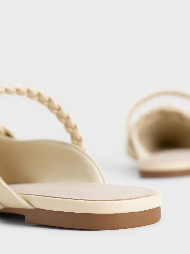 Braided Flat Mules, Butter, hi-res
