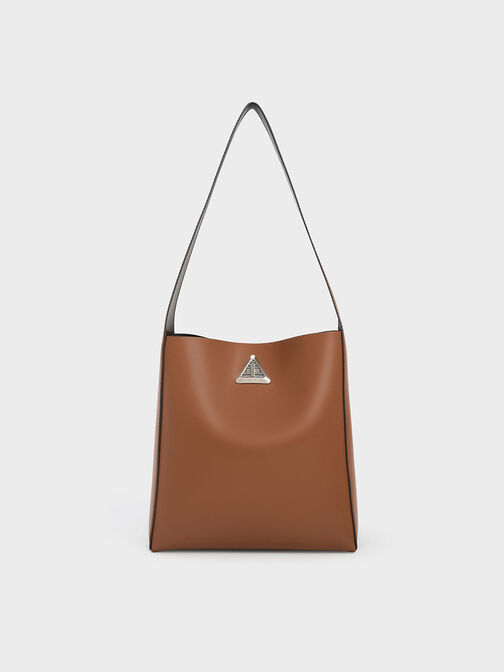 Trice Metallic Accent Large Hobo Bag, Cognac, hi-res