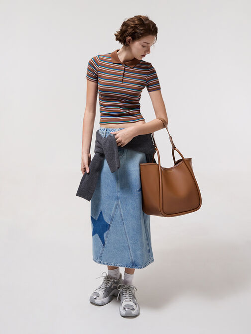 Lyla Tubular Slouchy Tote Bag, Chocolate, hi-res