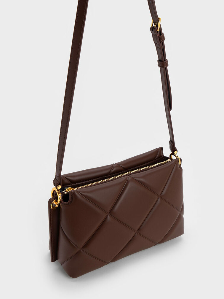 Danika Chunky Chain Padded Bag, Dark Brown, hi-res