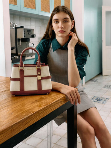 Mini Scottie Canvas Tote Bag, Brick, hi-res