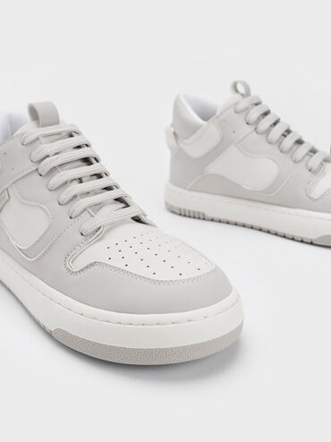 Two-Tone High-Top Platform Sneakers, Light Grey, hi-res