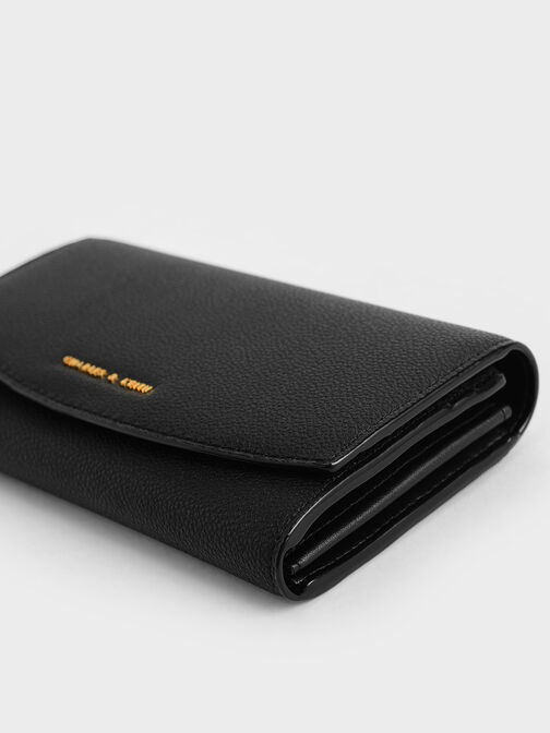 Front Flap Long Wallet, Black, hi-res