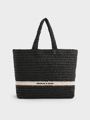 Allegra Knitted Tote Bag, Black, hi-res