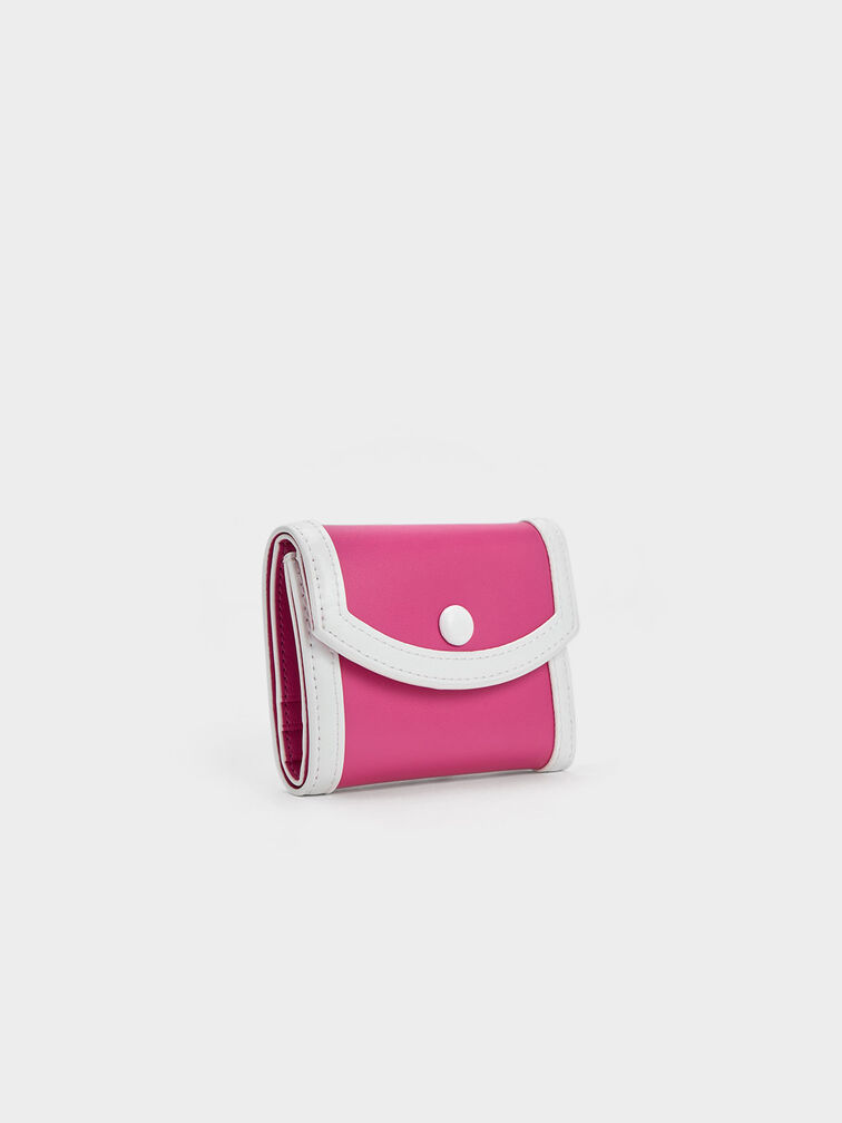 Alouette Contrast Trim Small Wallet, Fuchsia, hi-res