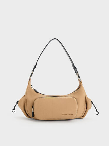 Soleil Nylon Shoulder Bag, Camel, hi-res