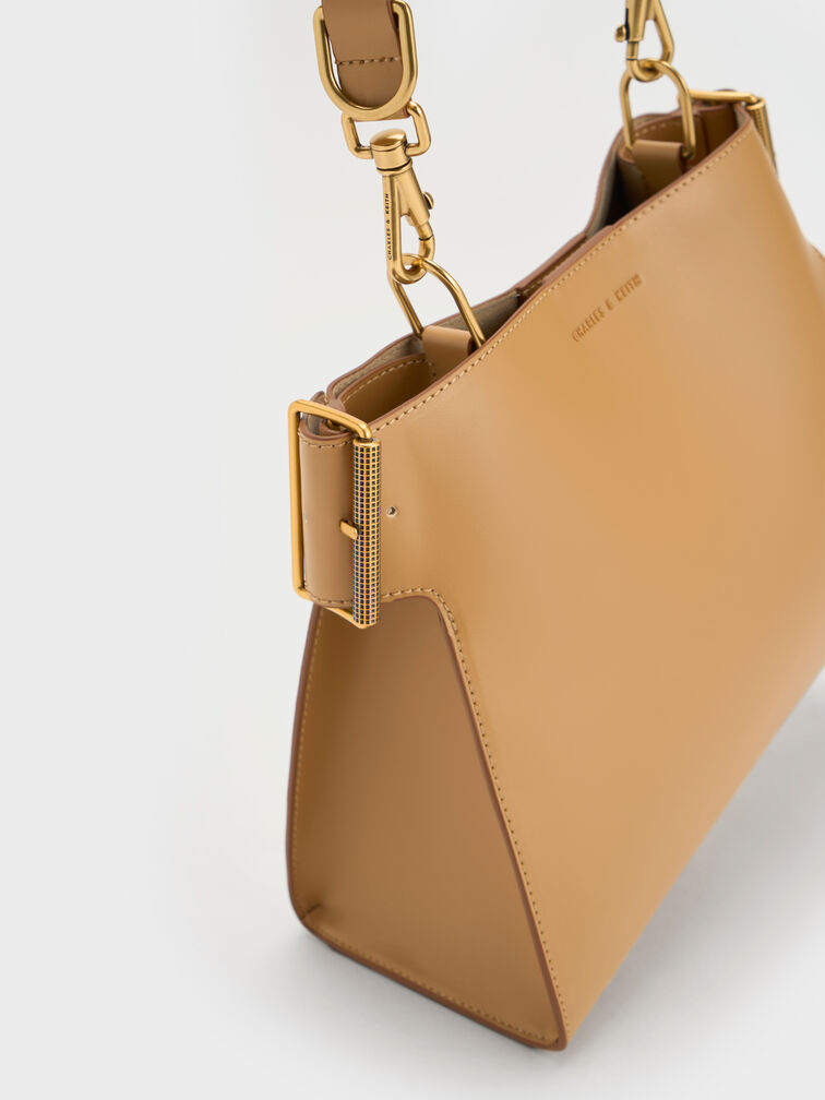 Lexie Side-Buckle Trapeze Shoulder Bag, Sand, hi-res