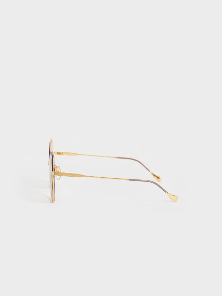Cut-Out Wire-Frame Butterfly Sunglasses, Taupe, hi-res