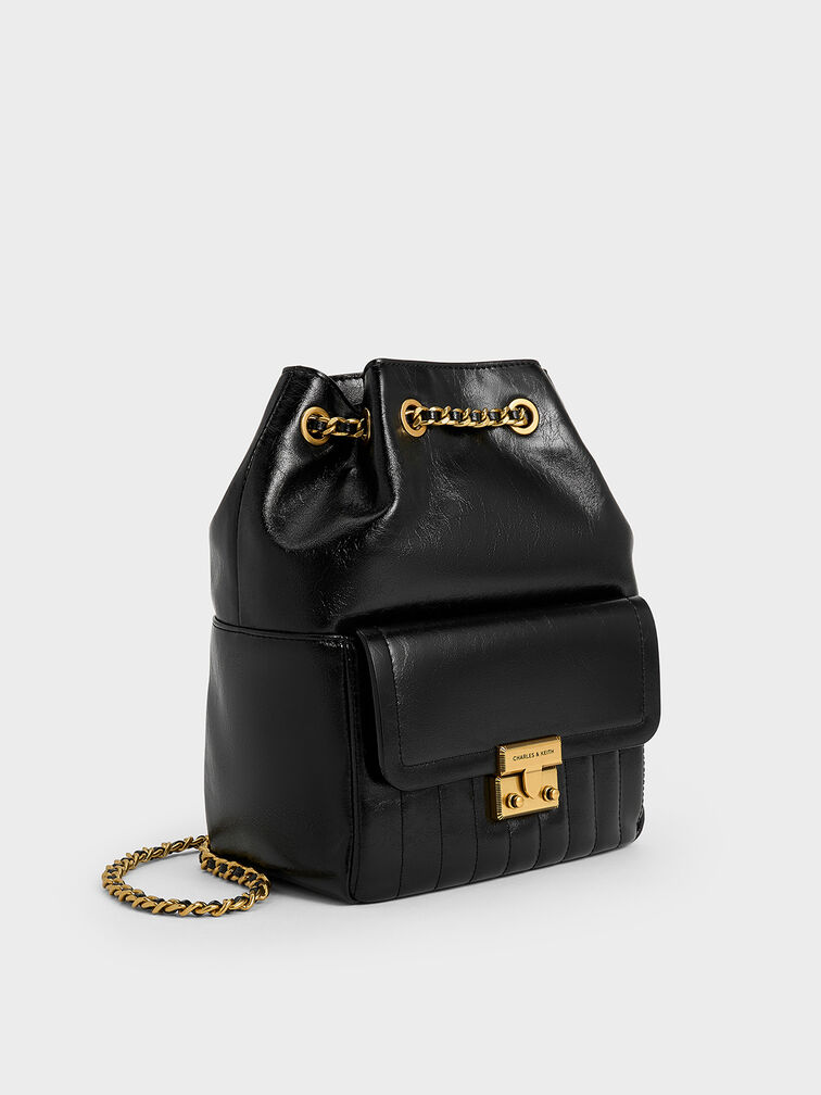Donna Crinkle-Effect Backpack, Black, hi-res