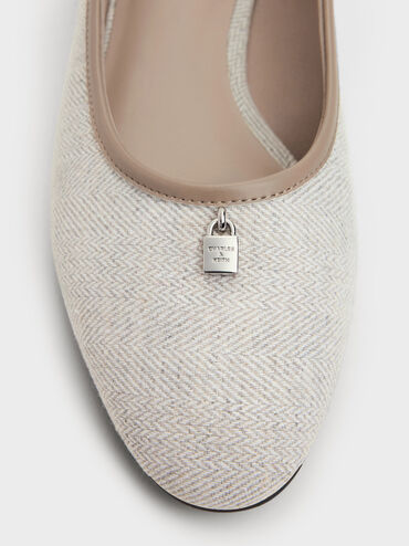 Griselda Two-Tone Ballet Flats, Light Grey, hi-res