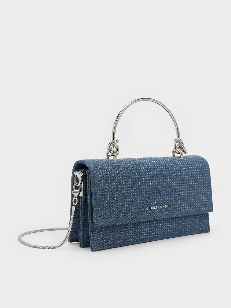 Kristine Denim Sculptural-Handle Long Wallet, Denim Blue, hi-res