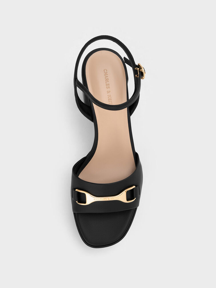 Leslie Metallic Accent Platform Slingback Sandals, Black, hi-res