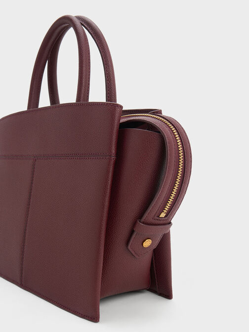 Anwen Trapeze Top Handle Bag, Burgundy, hi-res