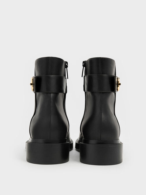 Metallic-Accent Ankle Boots, Black, hi-res