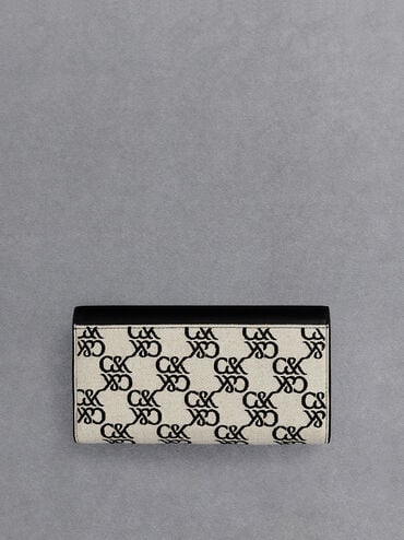 Leather & Canvas Chain-Strap Wallet, Multi, hi-res