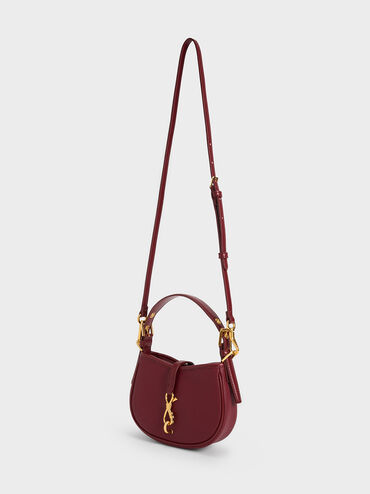 Thessaly Metallic Accent Bag, Burgundy, hi-res