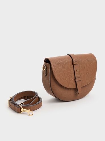 Beryl Belted Saddle Bag, Chocolate, hi-res