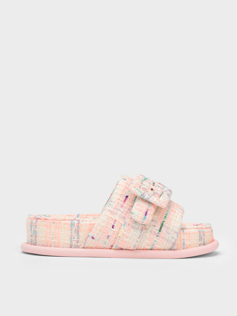 Sinead Tweed Buckled Slide Sandals, Multi, hi-res