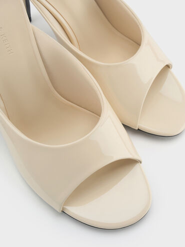 Patent Stiletto Mules, Chalk, hi-res