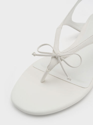 Bow Slingback Thong Sandals, White, hi-res
