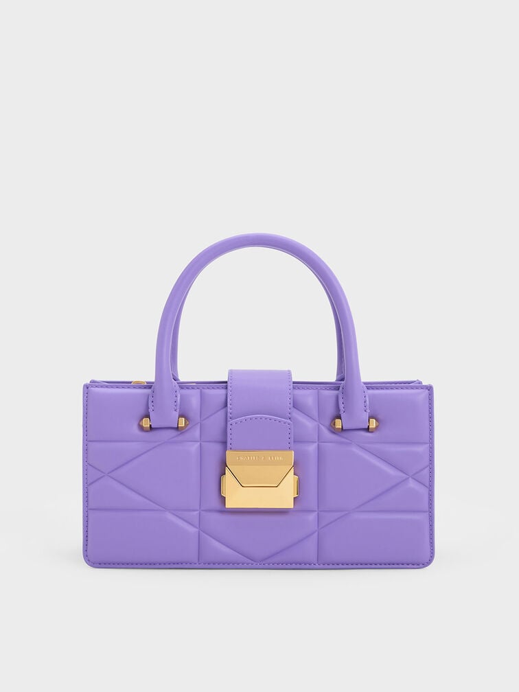 Blanche Quilted Top Handle Bag, Purple, hi-res