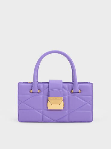 Blanche Quilted Top Handle Bag, Purple, hi-res