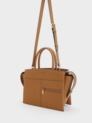 Anwen Trapeze Top Handle Bag, Chocolate, hi-res