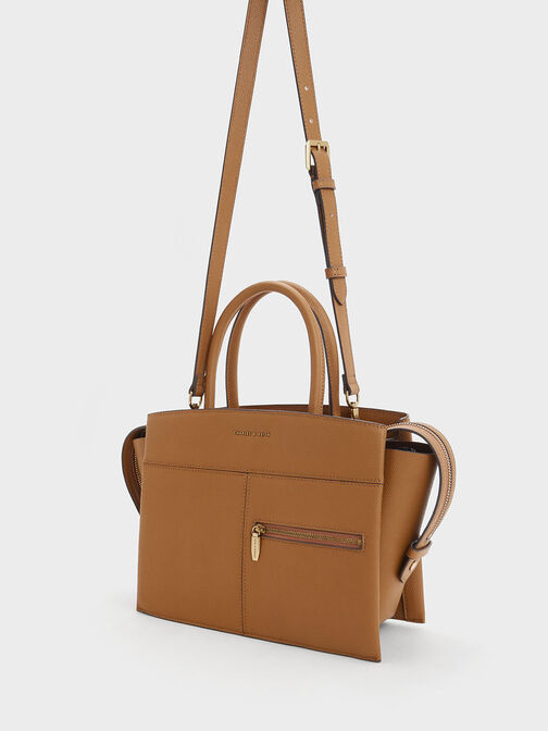 Anwen Trapeze Top Handle Bag, Chocolate, hi-res