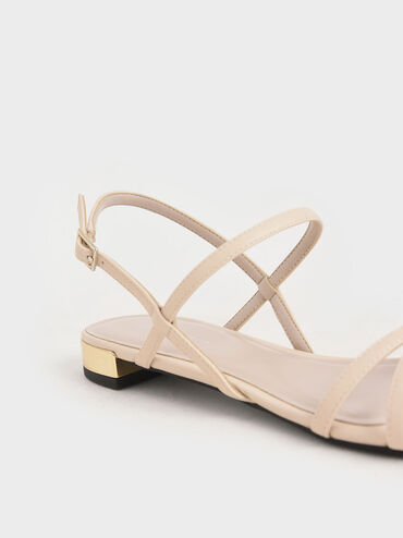 Strappy Flat Sandals, Chalk, hi-res