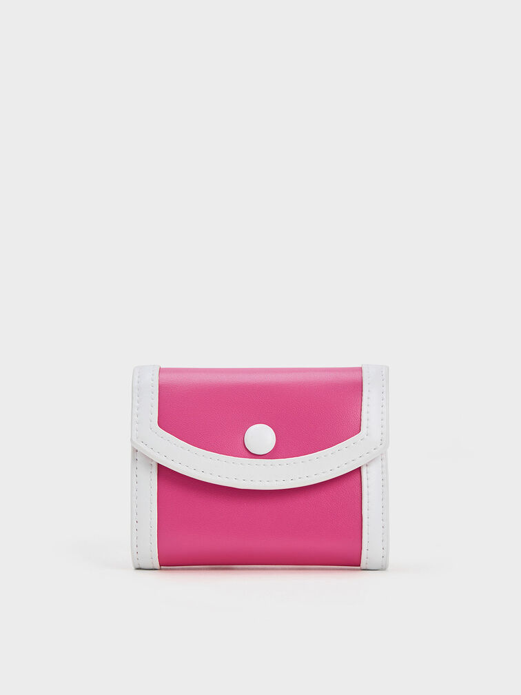 Alouette Contrast Trim Small Wallet, Fuchsia, hi-res