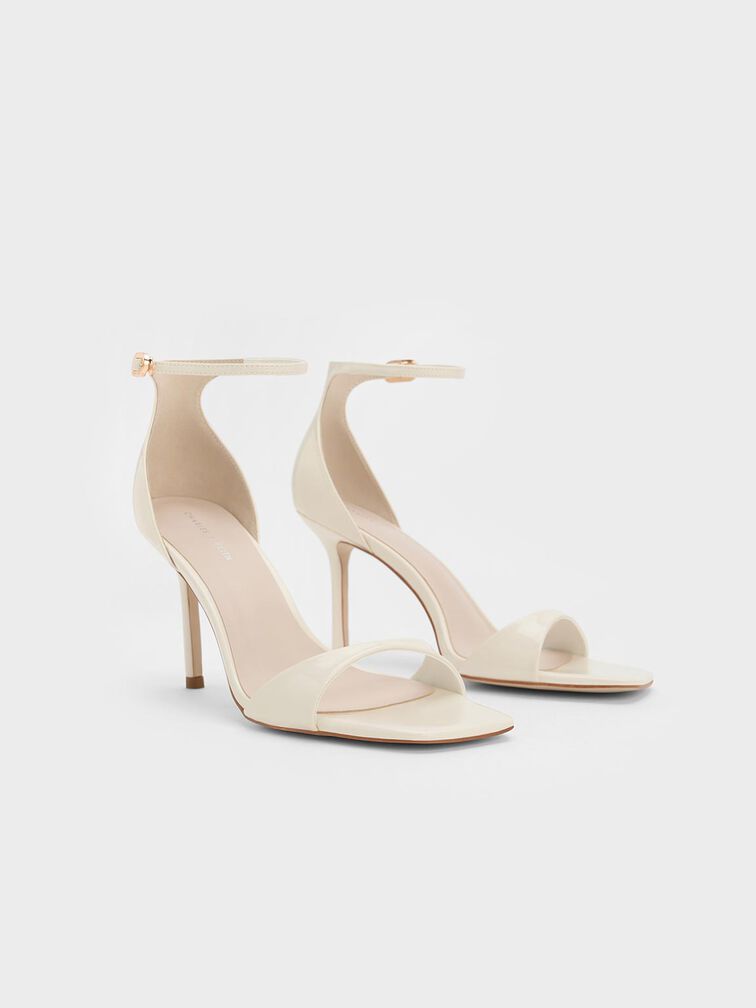 Patent Ankle Strap Heeled Sandals, Chalk, hi-res