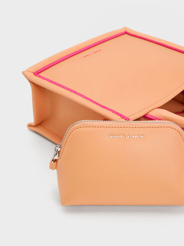 Mini Jump Contrast-Trim Tote Bag, Orange, hi-res