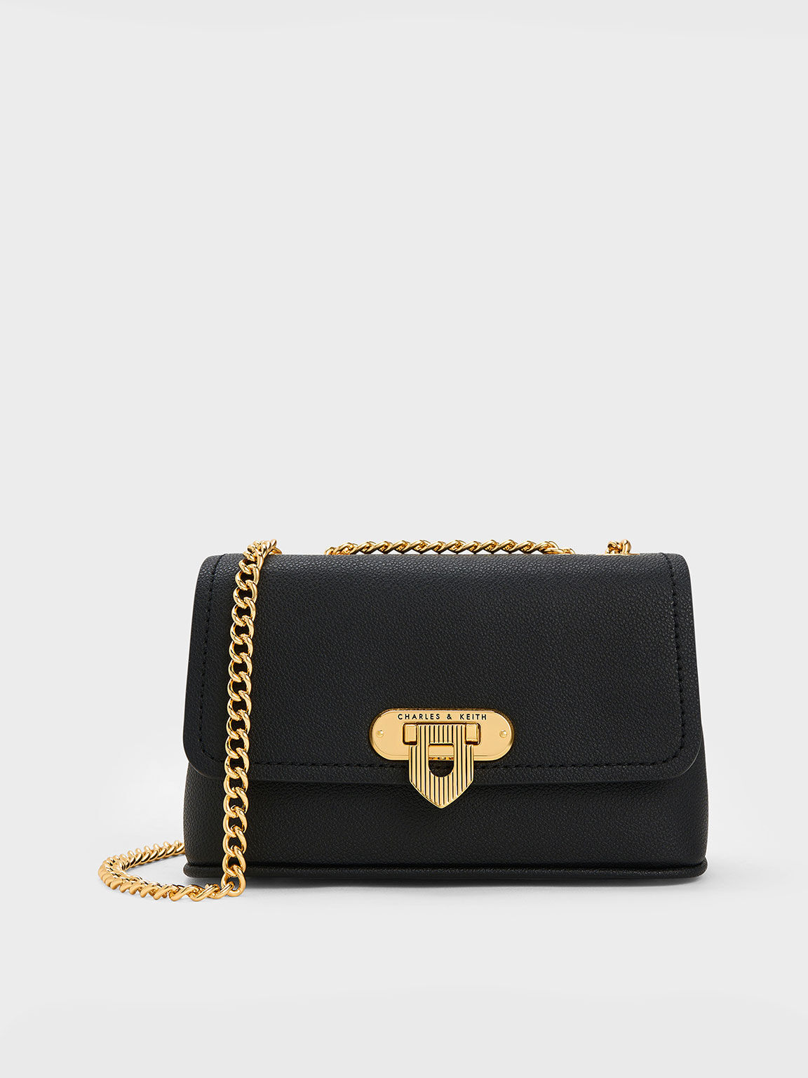 Black Alcott Push Lock Chain Bag CHARLES KEITH IN