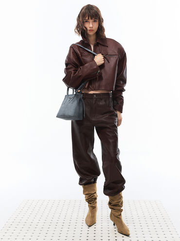 Noane Elongated-Handle Tote Bag, Smoky Blue, hi-res