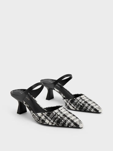 Tweed Slant Heel Mules, Multi, hi-res