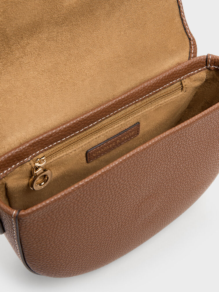 Beryl Belted Saddle Bag, Chocolate, hi-res