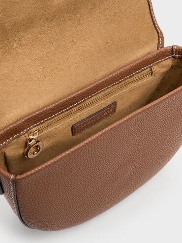 Beryl Belted Saddle Bag, Chocolate, hi-res