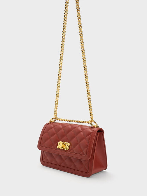 Micaela Quilted Chain Bag, Brick, hi-res
