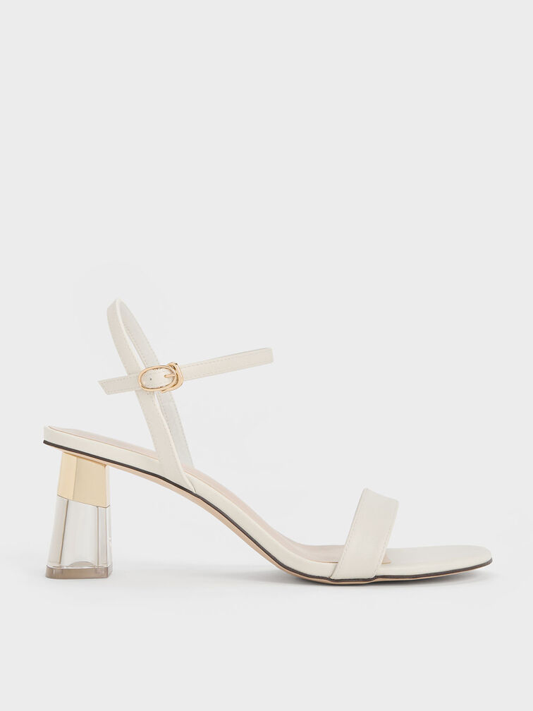 Oleana Clear Trapeze Heel Sandals, Chalk, hi-res