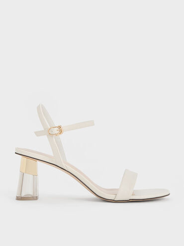 Oleana Clear Trapeze Heel Sandals, Chalk, hi-res