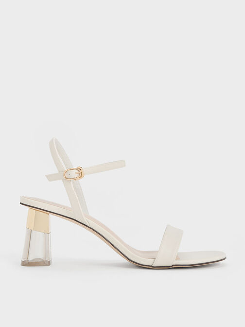 Oleana Clear Trapeze Heel Sandals, Chalk, hi-res