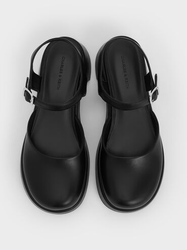 Nerina Ankle-Strap Platform Flats, Black, hi-res