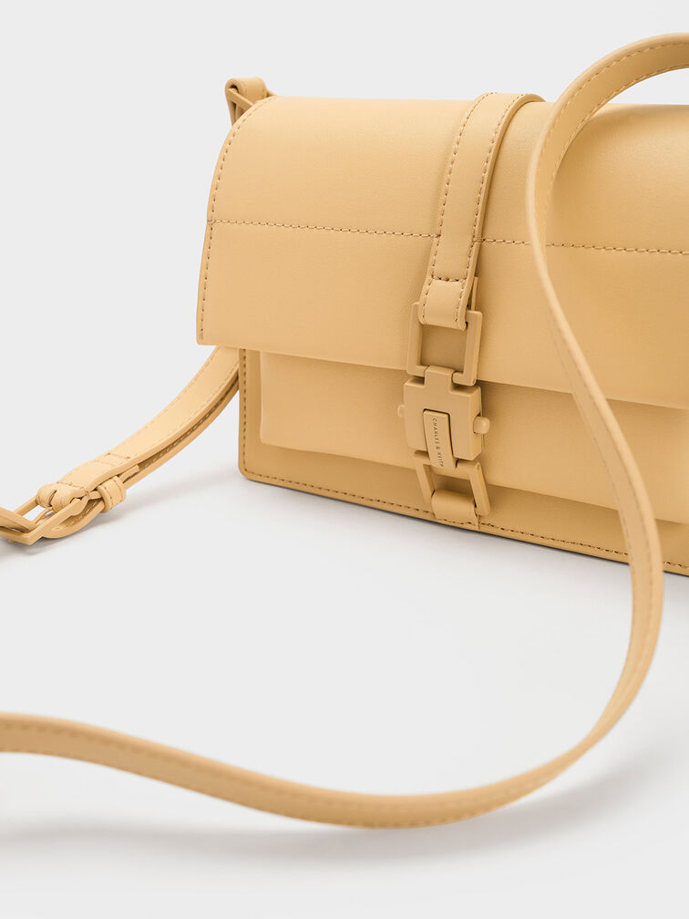 Dua Buckled Crossbody Bag, Beige, hi-res
