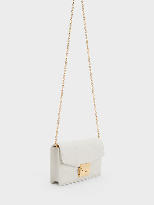 Cream Chain Strap Evening Bag - CHARLES & KEITH US