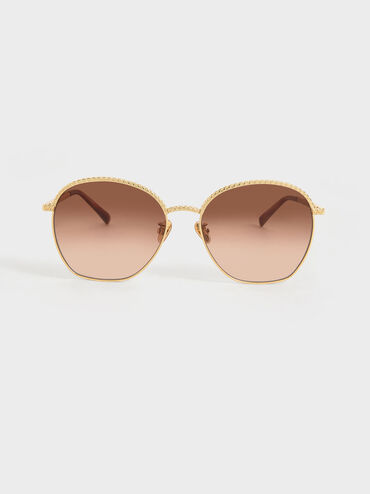 Braided Butterfly Sunglasses, Gold, hi-res